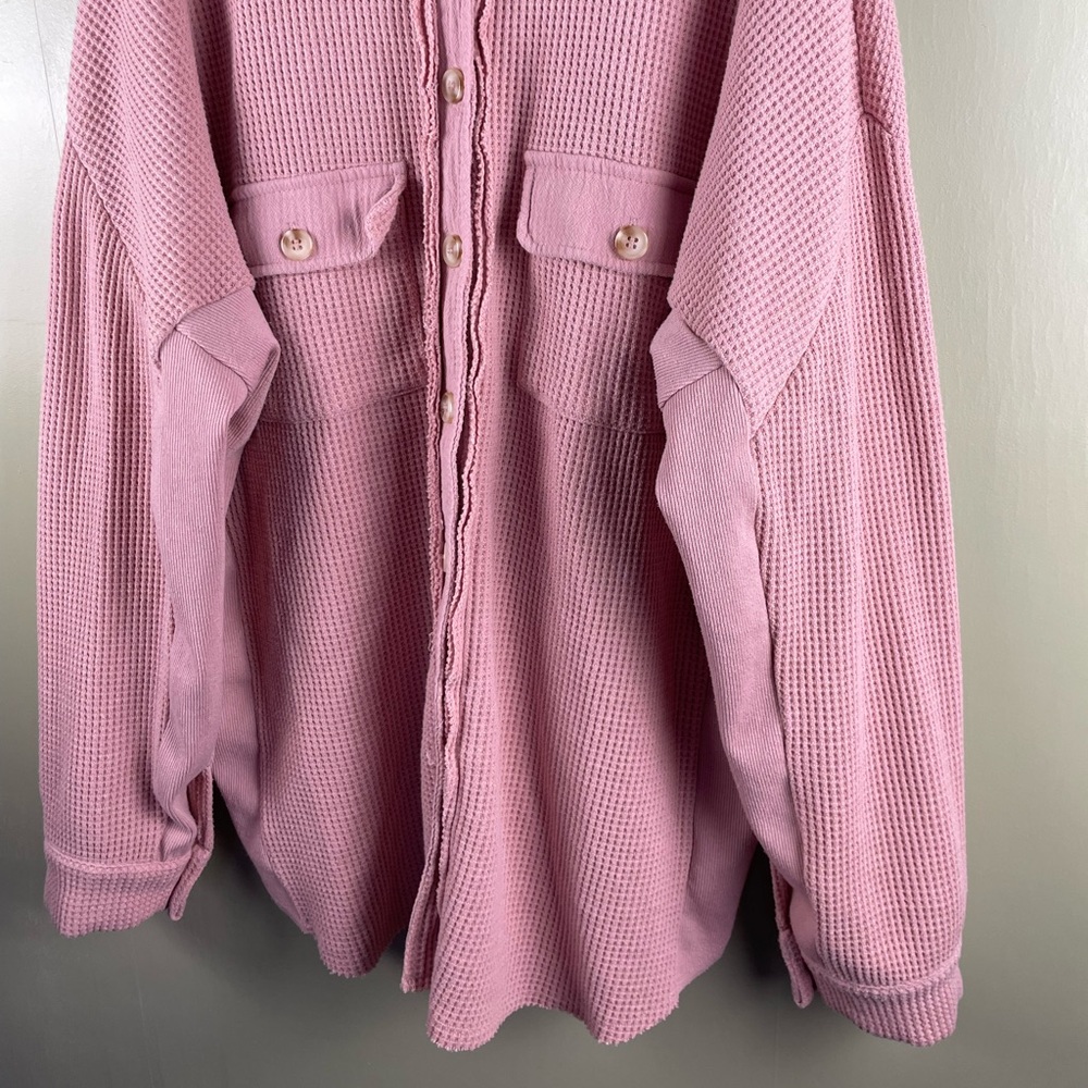 Boutique XL pink waffle knit shacket - Picture 3 of 6